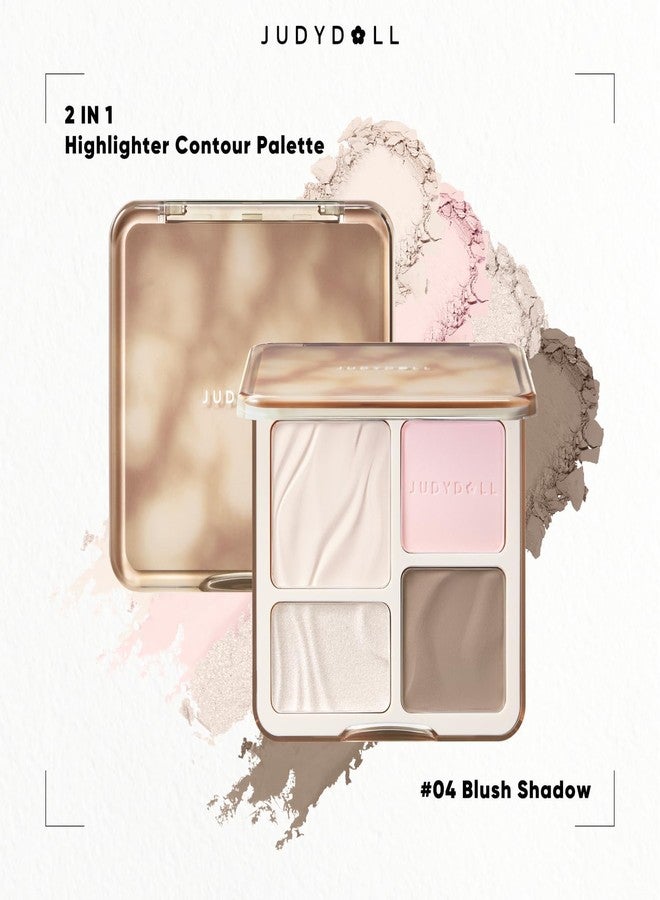 JUDYDOLL Highlight & Contour Palette, All-in-One Matte Highlighter Contour Compact, Blendable Face Makeup for Beginners, for All Skin Tones (04 Blush Shadow Palette) - Image 5